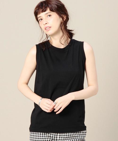 BEAUTY&YOUTH UNITED ARROWS（ビューティーアンドユースユナイテッドアローズ）の「BY コットンベーシックノースリーブ 2◆（Tシャツ/カットソー・レディース・オリーブ/ホワイト/グレー/ブラック・フリー）」の3枚目の写真