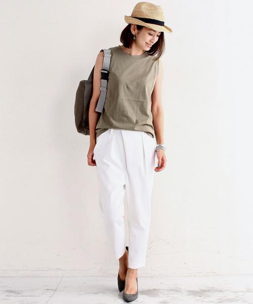 BEAUTY&YOUTH UNITED ARROWS（ビューティーアンドユースユナイテッドアローズ）の「BY コットンベーシックノースリーブ 2◆（Tシャツ/カットソー・レディース・オリーブ/ホワイト/グレー/ブラック・フリー）」の19枚目の写真