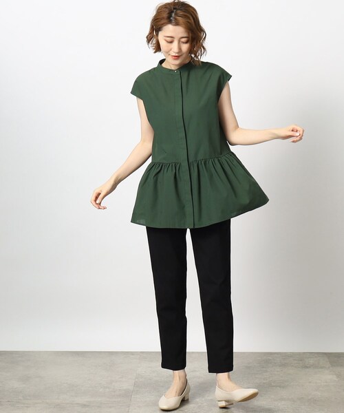 grove（グローブ）の「◆大人かわいい♪ペプラムチュニックシャツ（シャツ/ブラウス・レディース・ブラック/ダークグリーン/ベージュ・02/03/04/05/01）」の6枚目の写真