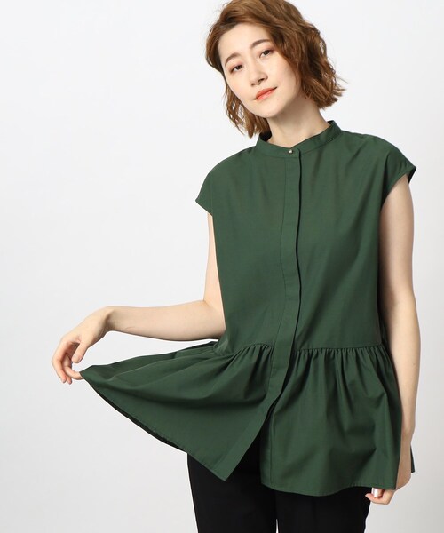 grove（グローブ）の「◆大人かわいい♪ペプラムチュニックシャツ（シャツ/ブラウス・レディース・ブラック/ダークグリーン/ベージュ・02/03/04/05/01）」の9枚目の写真