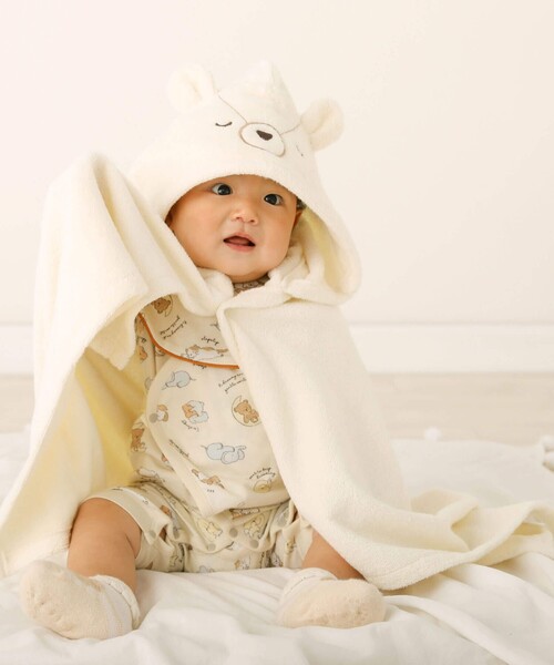 SLAP SLIP BABY（スラップスリップベビー）の「アニマルモチーフクマウサギフェイスフード付きパイルおくるみベビー（おくるみ・キッズ・ピンク/オフホワイト・ONE SIZE）」の21枚目の写真