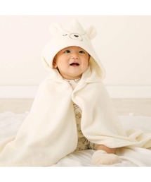 アニマルモチーフクマウサギフェイスフード付きパイルおくるみベビー