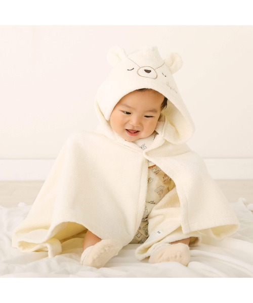 SLAP SLIP BABY（スラップスリップベビー）の「アニマルモチーフクマウサギフェイスフード付きパイルおくるみベビー（おくるみ・キッズ・ピンク/オフホワイト・ONE SIZE）」の12枚目の写真