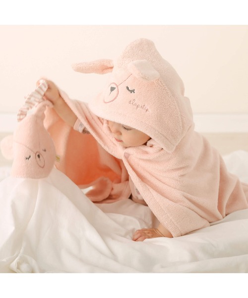SLAP SLIP BABY（スラップスリップベビー）の「アニマルモチーフクマウサギフェイスフード付きパイルおくるみベビー（おくるみ・キッズ・ピンク/オフホワイト・ONE SIZE）」の7枚目の写真