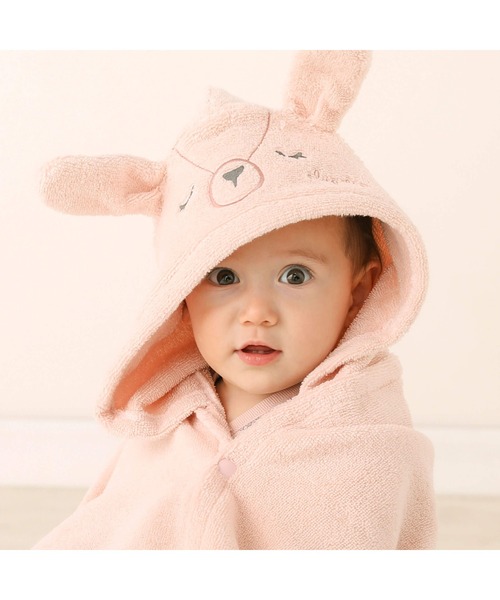 SLAP SLIP BABY（スラップスリップベビー）の「アニマルモチーフクマウサギフェイスフード付きパイルおくるみベビー（おくるみ・キッズ・ピンク/オフホワイト・ONE SIZE）」の14枚目の写真