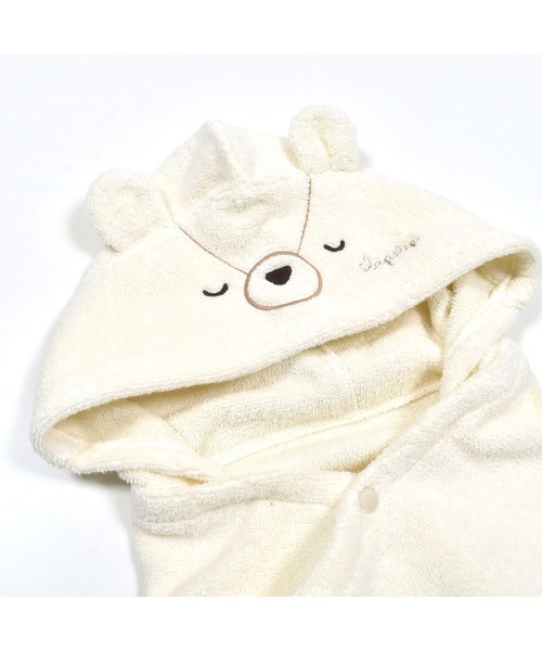 SLAP SLIP BABY（スラップスリップベビー）の「アニマルモチーフクマウサギフェイスフード付きパイルおくるみベビー（おくるみ・キッズ・ピンク/オフホワイト・ONE SIZE）」の4枚目の写真