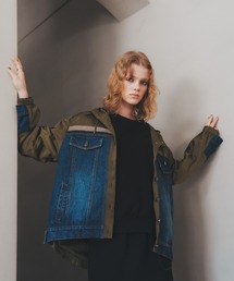 Editt by YECCA VECCA | デニムMIXフリンジフーディジャケット(デニムジャケット)