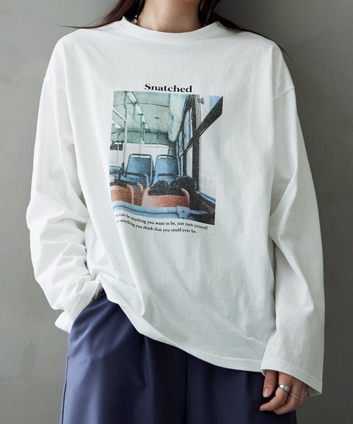 etoll.(エトル)の「フォトプリントロングTシャツ(Tシャツ/カットソー・レディース・オフホワイト/ホワイト系その他・FREE)」の6枚目の写真