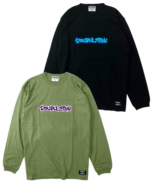 DOUBLE STEAL（ダブルスティール）の「サガラ刺繍ロゴ 長袖Tシャツ（Tシャツ/カットソー・メンズ・ブラック/オリーブ・LARGE/X-LARGE/MEDIUM）」の3枚目の写真