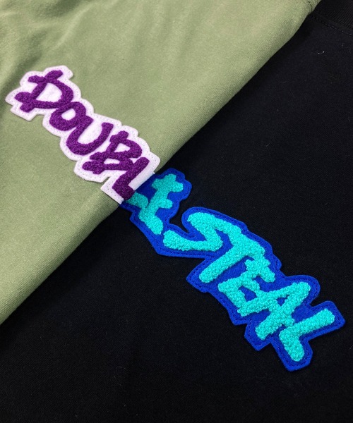 DOUBLE STEAL（ダブルスティール）の「サガラ刺繍ロゴ 長袖Tシャツ（Tシャツ/カットソー・メンズ・ブラック/オリーブ・LARGE/X-LARGE/MEDIUM）」の4枚目の写真