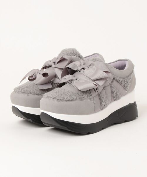 YOSUKE（ヨースケ）の「「YOSUKE/ヨースケ」厚底リボンスニーカー（スニーカー・レディース・ブラック/アイボリー/オフホワイト/グレー/ホワイト系その他2/ブラック×グリーン/シルバー/シャンパン・S/L/M/LL）」の6枚目の写真