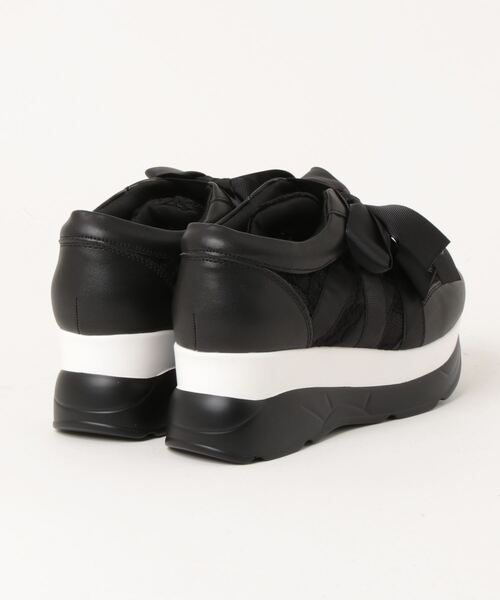 YOSUKE（ヨースケ）の「「YOSUKE/ヨースケ」厚底リボンスニーカー（スニーカー・レディース・ブラック/アイボリー/オフホワイト/グレー/ホワイト系その他2/ブラック×グリーン/シルバー/シャンパン・S/L/M/LL）」の9枚目の写真