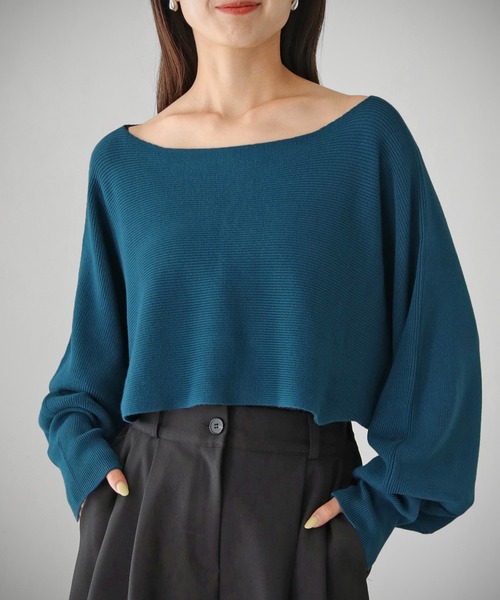 cheriella（シェリエラ）の「【cheriella】WEB限定ショートドルマンニットトップス（ニット/セーター・レディース・ブラック/アイボリー/ブルー・M）」の22枚目の写真