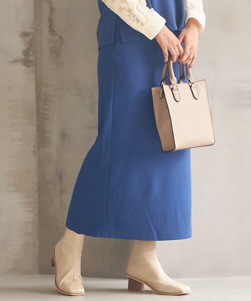 THE SHOP TK （ザ ショップ ティーケー ）の「◆【洗濯機洗い可】カットジョーゼットナロースカート（スカート・レディース・ブラック/ライトグレー/ブルー・12/13）」の7枚目の写真