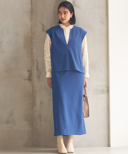 THE SHOP TK （ザ ショップ ティーケー ）の「◆【洗濯機洗い可】カットジョーゼットナロースカート（スカート・レディース・ブラック/ライトグレー/ブルー・12/13）」の6枚目の写真