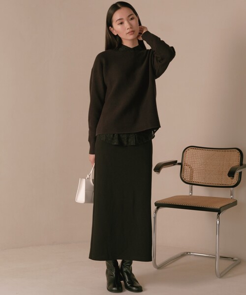 THE SHOP TK （ザ ショップ ティーケー ）の「◆【洗濯機洗い可】カットジョーゼットナロースカート（スカート・レディース・ブラック/ライトグレー/ブルー・12/13）」の4枚目の写真