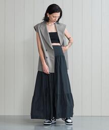 ＜H＞シャンブレータフタ ボリュームスカート