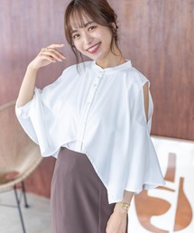 ショルダースリットケープシャツ[骨格ナチュラル 大人 カジュアル]≪STAY MOTION≫