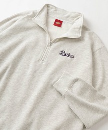 【Dickies/ディッキーズ】ワンポイントワッペンロゴ&ブランドネームロゴ刺繍 リブライン ハーフジップ ビッグシルエットスウェット/オーバーサイズ/裏起毛