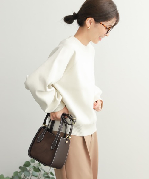 URBAN RESEARCH DOORS（アーバンリサーチドアーズ）の「ポリエステルボリュームスリーブKNIT（ニット/セーター・レディース・レッド/チャコールグレー/アイボリー・MEDIUM）」の6枚目の写真