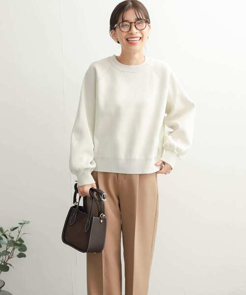 URBAN RESEARCH DOORS（アーバンリサーチドアーズ）の「ポリエステルボリュームスリーブKNIT（ニット/セーター・レディース・レッド/チャコールグレー/アイボリー・MEDIUM）」の10枚目の写真