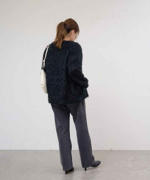 JOURNAL STANDARD（ジャーナルスタンダード）の「シャギーVネックカーディガン（カーディガン/ボレロ・レディース・ブラック/グレー/ホワイト・FREE）」の13枚目の写真