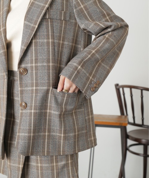 FREE'S MART(フリーズマート)の「◆<セットアップ対応>シングルミドル丈オーバーサイズジャケット(テーラードジャケット・レディース・グレー系その他/ブラウン/ブラウン系その他・SMALL/MEDIUM)」の10枚目の写真