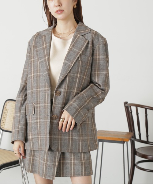 FREE'S MART(フリーズマート)の「◆<セットアップ対応>シングルミドル丈オーバーサイズジャケット(テーラードジャケット・レディース・グレー系その他/ブラウン/ブラウン系その他・SMALL/MEDIUM)」の11枚目の写真