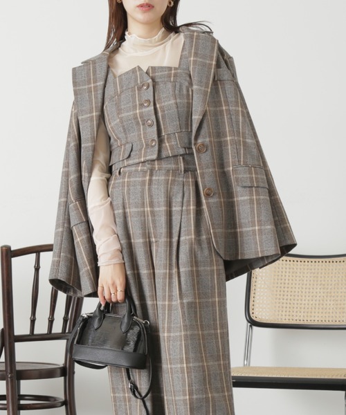 FREE'S MART(フリーズマート)の「◆<セットアップ対応>シングルミドル丈オーバーサイズジャケット(テーラードジャケット・レディース・グレー系その他/ブラウン/ブラウン系その他・SMALL/MEDIUM)」の12枚目の写真