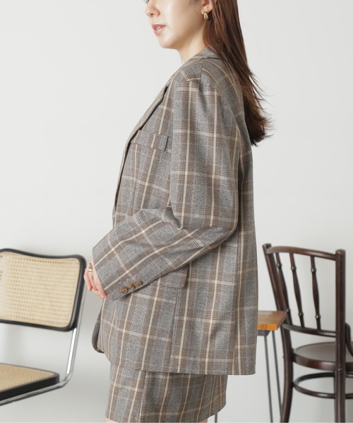 FREE'S MART(フリーズマート)の「◆<セットアップ対応>シングルミドル丈オーバーサイズジャケット(テーラードジャケット・レディース・グレー系その他/ブラウン/ブラウン系その他・SMALL/MEDIUM)」の7枚目の写真