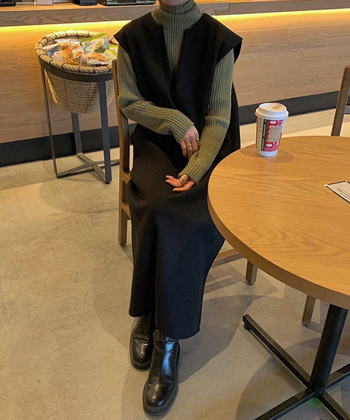 c.u.l(シーユーエル)の「キーネックワンピース culw561(ワンピース・レディース・ブラウン/ブラック/アイボリー・FREE)」の7枚目の写真