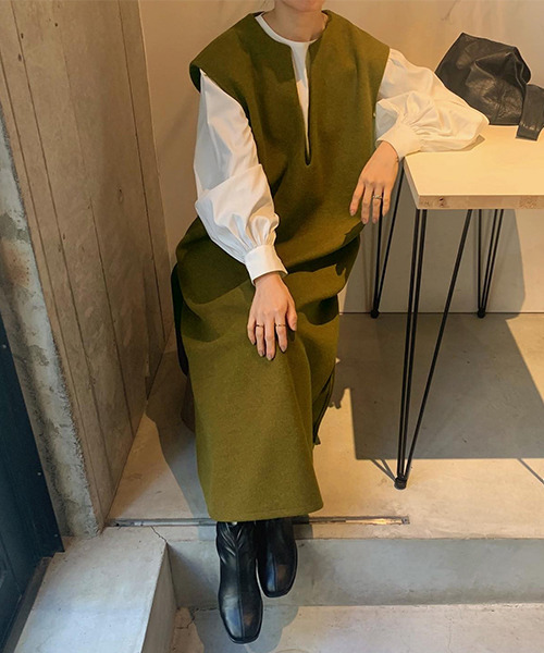 c.u.l(シーユーエル)の「キーネックワンピース culw561(ワンピース・レディース・ブラウン/ブラック/アイボリー・FREE)」の11枚目の写真