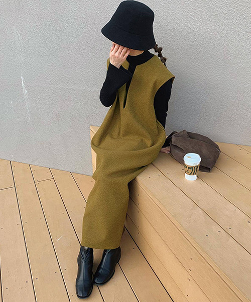 c.u.l(シーユーエル)の「キーネックワンピース culw561(ワンピース・レディース・ブラウン/ブラック/アイボリー・FREE)」の13枚目の写真