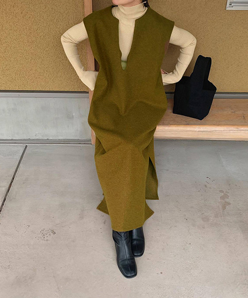 c.u.l(シーユーエル)の「キーネックワンピース culw561(ワンピース・レディース・ブラウン/ブラック/アイボリー・FREE)」の18枚目の写真