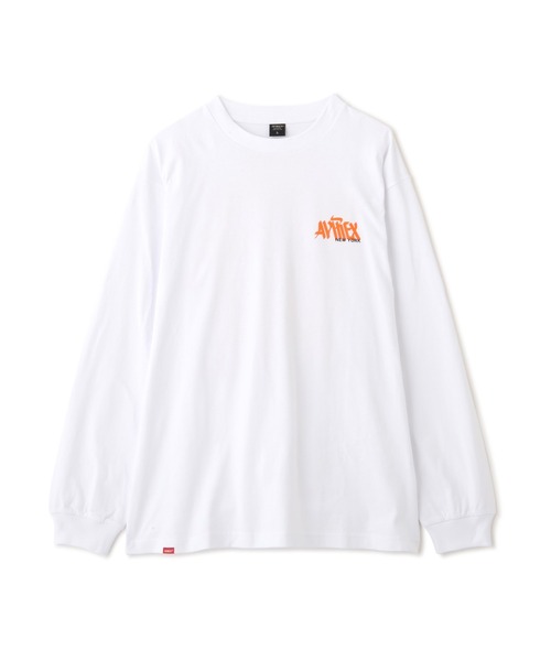 AVIREX（アヴィレックス）の「《直営店限定》TAGGING DESIGN LONGSLEEVE T-SHIRT / タギング デザイン 長袖 Tシャツ / AVIREX / アヴィレックス（Tシャツ/カットソー・メンズ・ベージュ/パープル/ターコイズブルー/オレンジ・LARGE/XX-LARGE/MEDIUM/X-LARGE）」の8枚目の写真