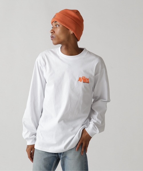 AVIREX（アヴィレックス）の「《直営店限定》TAGGING DESIGN LONGSLEEVE T-SHIRT / タギング デザイン 長袖 Tシャツ / AVIREX / アヴィレックス（Tシャツ/カットソー・メンズ・ベージュ/パープル/ターコイズブルー/オレンジ・LARGE/XX-LARGE/MEDIUM/X-LARGE）」の14枚目の写真