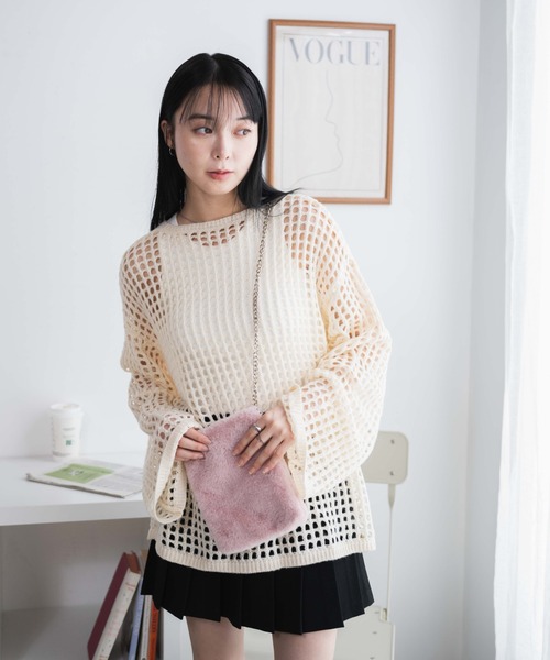 WEGO(ウィゴー)の「WEGO/ファーチェーンミニショルダー(ショルダーバッグ・レディース・サックスブルー/ベージュ/ブラック/ライトピンク/ピンク系その他/オレンジ/グリーン/その他1/その他2/ホワイト/グレー・FREE)」の19枚目の写真