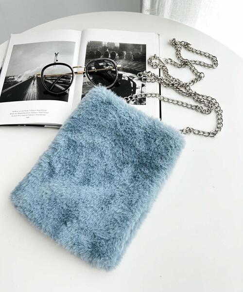 WEGO(ウィゴー)の「WEGO/ファーチェーンミニショルダー(ショルダーバッグ・レディース・サックスブルー/ベージュ/ブラック/ライトピンク/ピンク系その他/オレンジ/グリーン/その他1/その他2/ホワイト/グレー・FREE)」の13枚目の写真