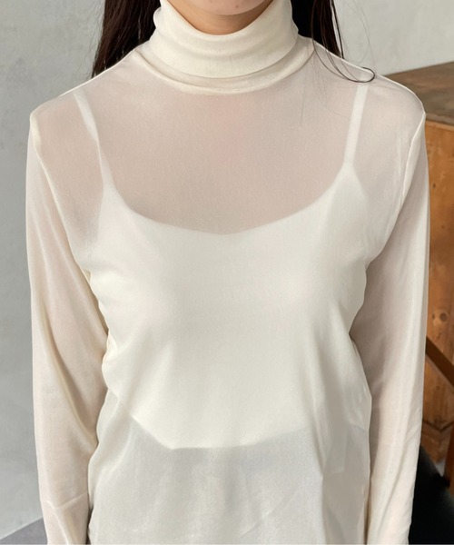 Thevon(ゼボン)の「ボウタイ付きパワーネットシアータートルプルオーバー(Tシャツ/カットソー・レディース・ブラック/グレー/オフホワイト・FREE)」の8枚目の写真