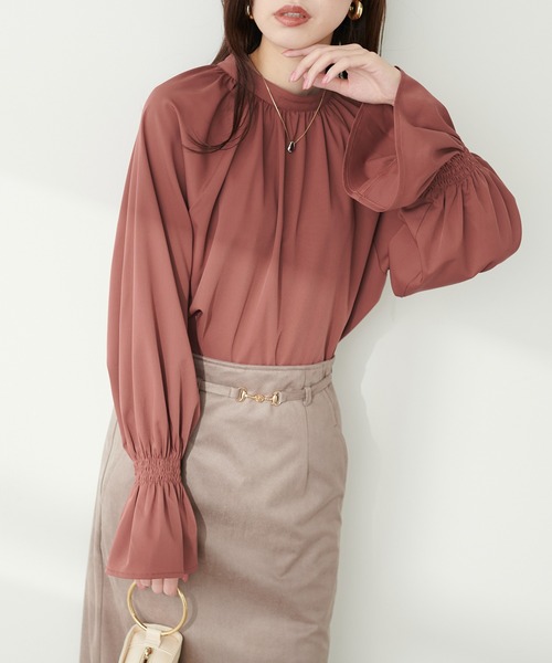 natural couture(ナチュラルクチュール)の「とろみ素材フレアスリーブチュニック(シャツ/ブラウス・レディース・その他2/その他1/レンガ/オフホワイト・FREE)」の11枚目の写真