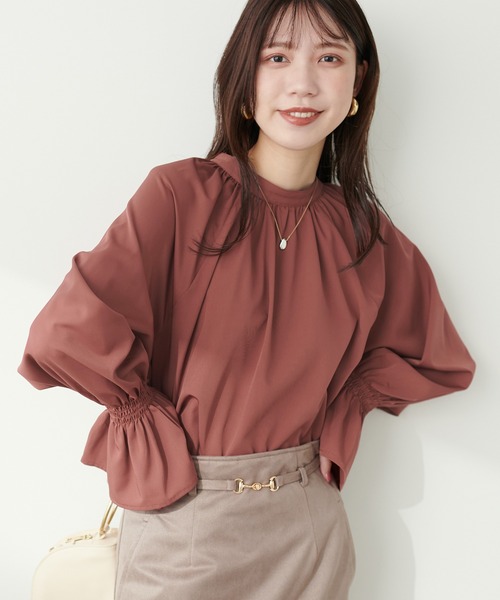 natural couture(ナチュラルクチュール)の「とろみ素材フレアスリーブチュニック(シャツ/ブラウス・レディース・その他2/その他1/レンガ/オフホワイト・FREE)」の9枚目の写真