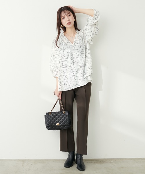 natural couture(ナチュラルクチュール)の「とろみ素材フレアスリーブチュニック(シャツ/ブラウス・レディース・その他2/その他1/レンガ/オフホワイト・FREE)」の16枚目の写真
