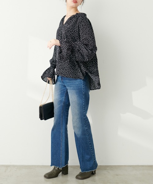 natural couture(ナチュラルクチュール)の「とろみ素材フレアスリーブチュニック(シャツ/ブラウス・レディース・その他2/その他1/レンガ/オフホワイト・FREE)」の21枚目の写真