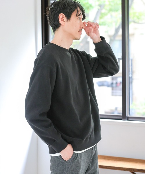 GLOBAL WORK(グローバルワーク)の「あったかカノコプルオーバー/978474(Tシャツ/カットソー・メンズ・ブラック/ネイビー/ライトグレー・MEDIUM/SMALL/X-LARGE/LARGE)」の1枚目の写真