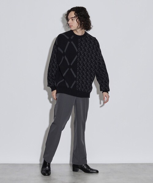 tk.TAKEO KIKUCHI（ティーケータケオキクチ）の「◆ソフトベルベッドライク キカガク＆フェアアイル柄ニット（ニット/セーター・メンズ・ホワイト系6/ホワイト系5/ブラック系3/ブラック系4・03/02）」の5枚目の写真