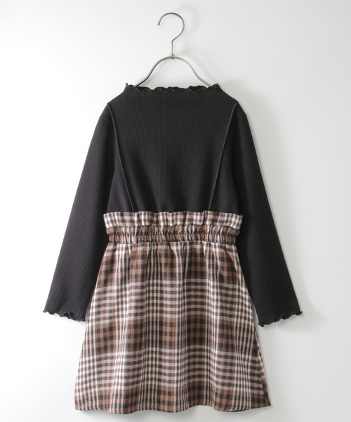ikka(イッカ)の「メローリブドッキングワンピース(120~160cm)(ワンピース・キッズ・ブラック/スモークグレー・120/130/140/150/160)」の1枚目の写真