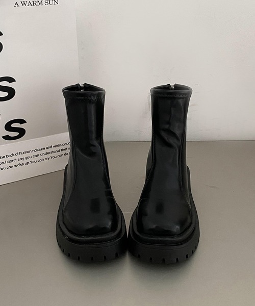 LAC-VERT（ラック・ヴェール）の「ソフトPU厚底ショートブーツ（ブーツ・レディース・ブラック/ダークブラウン・S/L/M）」の6枚目の写真