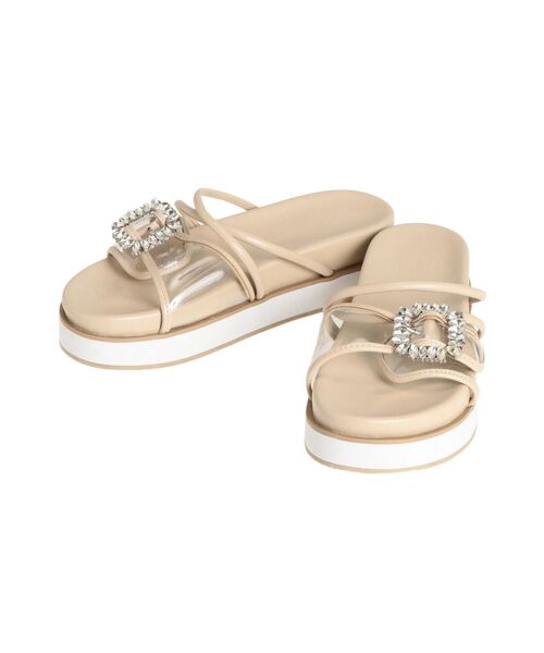 MERCURYDUO（マーキュリーデュオ）の「ビジューバイカラークリアサンダル（サンダル・レディース・ダークブラウン/ベージュ/オフホワイト/シルバー/ブルー/ゴールド/ブラック・38/36）」の4枚目の写真