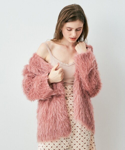 ME COUTURE(ミークチュール)の「ブライトロングシャギーコート(ノーカラーコート・レディース・パープル系その他5/グリーン系その他/アイボリー・FREE)」の18枚目の写真