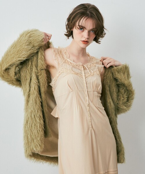 ME COUTURE(ミークチュール)の「ブライトロングシャギーコート(ノーカラーコート・レディース・パープル系その他5/グリーン系その他/アイボリー・FREE)」の20枚目の写真